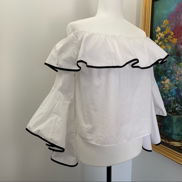 ZARA OFF THE SHOULDER BLOUSE TOP / SIZE S - Picture 2 of 6